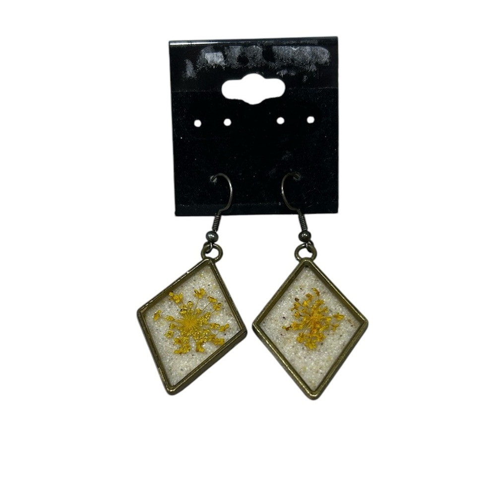 Pressed Flowers Earrings Resin Garden Dangle Nature Boho Gift Cottage Prairie